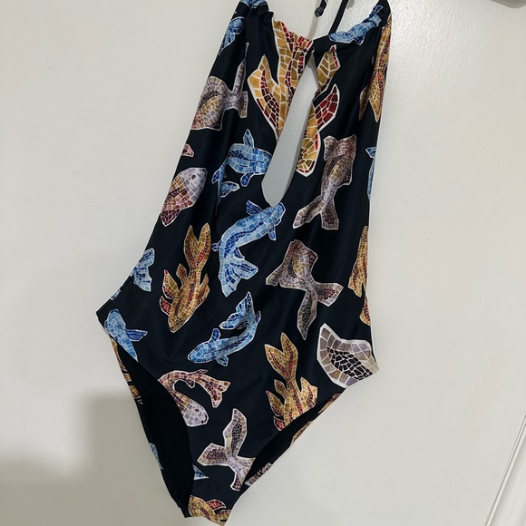 Chic Elena Makri Mykonos Black Multicolor Halter One-Piece Swimsuit - Picture 3 of 9